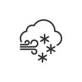 Linear style snowy and windy cloud icon. Simple weather isolated cloud on white background. Flat vector symbol eps10 Royalty Free Stock Photo