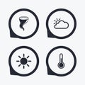 Weather icons. Cloud and sun. Storm symbol. Royalty Free Stock Photo