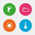 Weather icons. Cloud and sun. Storm symbol. Royalty Free Stock Photo