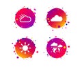 Weather icons. Cloud and sun. Storm symbol. Vector Royalty Free Stock Photo
