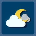 Weather icons, clouds and sun. Royalty Free Stock Photo