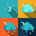 Weather icons in flat style Royalty Free Stock Photo