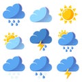 Weather icons forecast colorful vector icons set