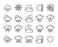 20 Weather icons. Weather Forecast line icon set. Vector illustration. Editable stroke.