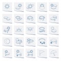 Weather icons on a piece of paper Royalty Free Stock Photo