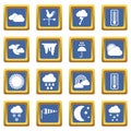 Weather icons set blue Royalty Free Stock Photo