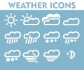 Weather icons set clouds wind gusts of rain hail storm