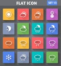 Weather Icons set in flat style with long shadows. Royalty Free Stock Photo