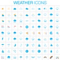 Weather icons set. Full and outline versions isolated on white background. Vector illustration. Royalty Free Stock Photo