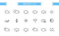 Weather icons set isolated. Line art. Editable. Signs and symbols. Modern simple style. Clouds, rain, snow, sun, cold, warm, night Royalty Free Stock Photo