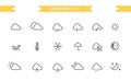 Weather icons set isolated. Line art. Editable. Signs and symbols. Modern simple style. Clouds, rain, snow, sun, cold, warm, night Royalty Free Stock Photo