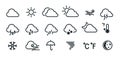 Weather icons set isolated on a white background. Clouds logo and sign collection. Black colors. Simple modern design. Flat style