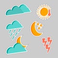 weather icons stickers isometric