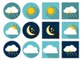 Weather Icons with Sun, Cloud, Rain and Moon in Royalty Free Stock Photo