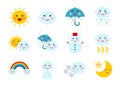 Weather icons. Various kinds of sets. Cute and fun illustrations.