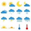 Weather Icons Vector Illustration Set on White Royalty Free Stock Photo