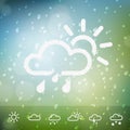 Weather Icons on Water drops rain background