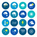 Weather icons. Weather emblem. Round icons with weather symbols and phases of the moon. Royalty Free Stock Photo