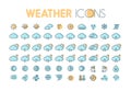 Weather icons. Weather forecast symbols and elements. Royalty Free Stock Photo