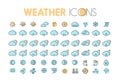 Weather icons. Weather forecast symbols and elements.