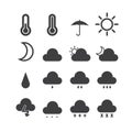 Weather icons on white background.