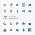 20 Weather Line Filled Color icon Pack like sun cloudy rainy weather storage