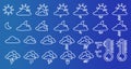 Weather line icons set vector illustration isolated on blue background Royalty Free Stock Photo