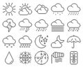 Weather line pixel icons set