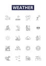 Weather line vector icons and signs. Snow, Wind, Sun, Heat, Hail, Fog, Storm, Humidity outline vector illustration set