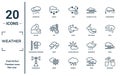 weather linear icon set. includes thin line downpour, deluge, atmospheric pressure, anemometer, moonrise, night, smog icons for