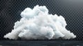 Weather meteo icon realistic modern illustration of fluffy cumulus cloud. Inset on transparent background. Realistic