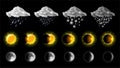 Weather meteo icons realistic set