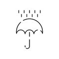 Weather, meteorology vector line icon illustration. Cloud and cloudy autumn weather. Rain and rainy or Windy umbrella