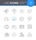 Weather mobile app - line design style icons set Royalty Free Stock Photo