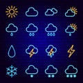 Weather Neon Icons Royalty Free Stock Photo