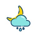 Weather night cloudy moon rain icon outline