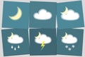 Weather night icon Moon cloud rain lightning snow night simple isolated on blue background Icon symbol lunar cloudy rainy snowy Royalty Free Stock Photo