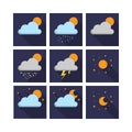 Weather Night icon set vector