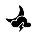 Weather night thunderstorm moon icon simple