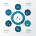 Weather Outline Icons Set. Collection Of Breeze, Snowfall, Overcast And Other Elements. Also Includes Symbols Such As