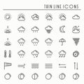 Weather pack line icons set. Meteorology. Weather forecast trendy design elements. Template for mobile app, web and