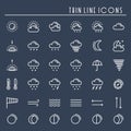 Weather pack line icons set. Meteorology. Weather forecast trendy design elements. Template for mobile app, web and