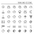 Weather pack line icons set. Meteorology. Weather forecast trendy design elements. Template for mobile app, web and