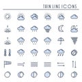 Weather pack line icons set. Meteorology. Weather forecast trendy design elements. Template for mobile app, web and