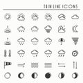 Weather pack line icons set. Meteorology. Weather forecast trendy design elements. Template for mobile app, web