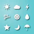 Weather paper art icons