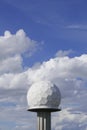 Weather radar dome with a cloudy blue sky. Denmark Royalty Free Stock Photo