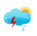 Weather rain cloud and sun symbol