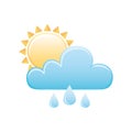 Weather rainy cloud and sun isolated image