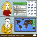 Weather report set with icons Royalty Free Stock Photo